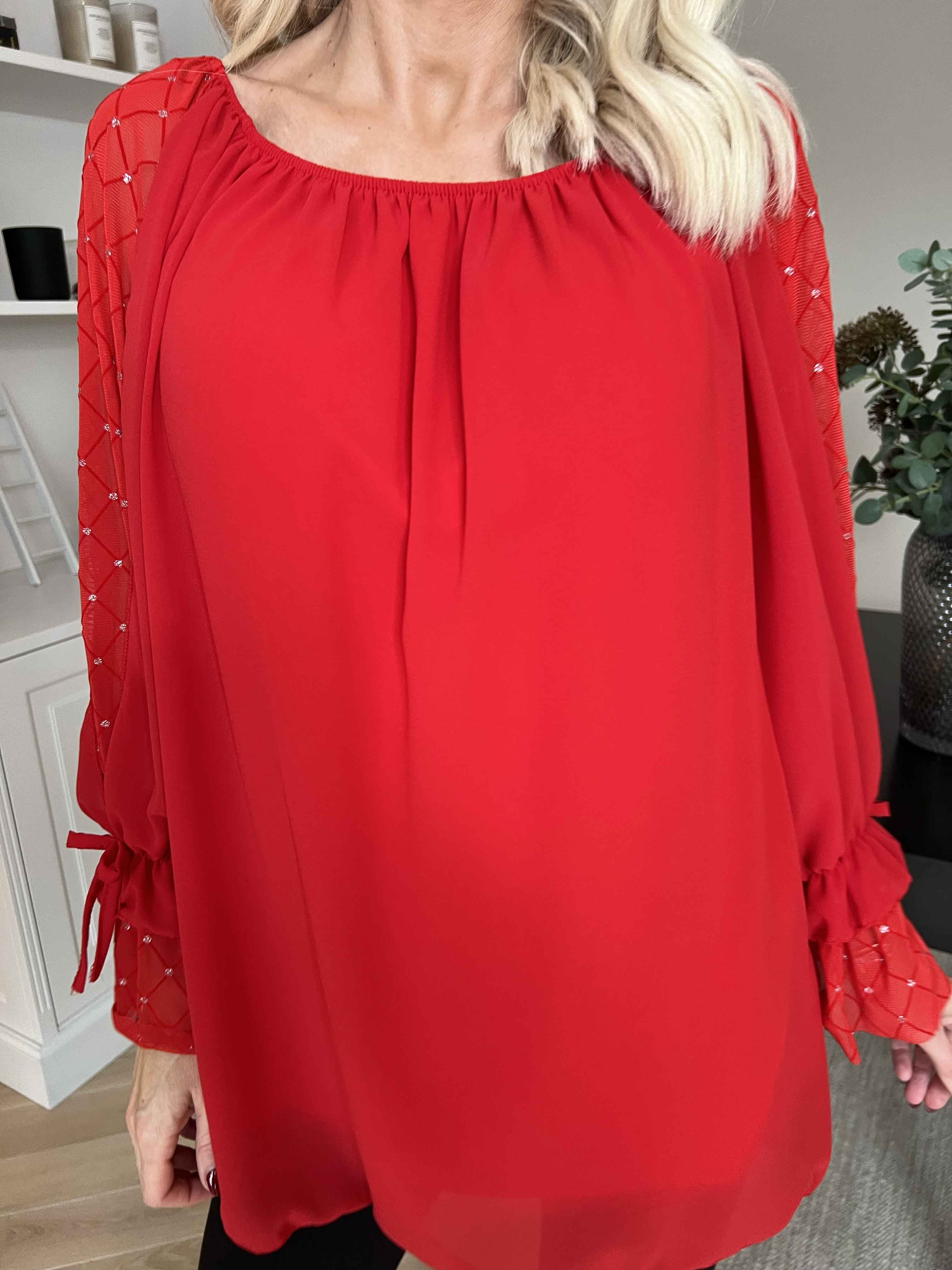 Norma - Tunika i chiffon med detaljerede ærmer